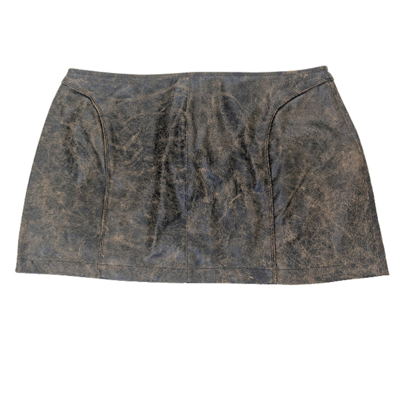 Edgy Distressed Mini Skirt | Akira Faux Leather Grunge Y2K Streetwear M - Picture 4 of 9